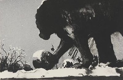 Свирина Татьяна. Лев Мидичи - Лев зимой. 2024, литография, 10х15 см. Лист эстампной бумаги 