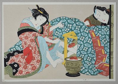 Сюнга (эротическая японская гравюра). Укиё (Ukiyoe). Япония. Бумага, цветная ксилография. 