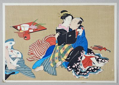 Сюнга (эротическая японская гравюра). Укиё (Ukiyoe). Япония. Бумага, цветная ксилография. 