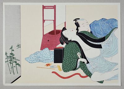 Сюнга (эротическая японская гравюра). Укиё (Ukiyoe). Япония. Бумага, цветная ксилография. 