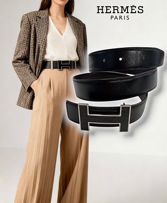 Узнаваемый ремень Herm&egrave;s Constance с пряжкой в форме лого бренда. Размер 80