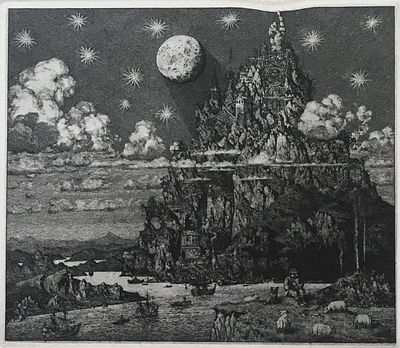Калинович Константин. Вавилонская башня. The Tower of Babel II. Офорт с двух досок. Лист бумаги 