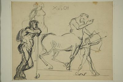 Арефьев, А.Д. ( 1933-1978). 
Из античного цикла. 1960-е. 
Бумага, карандаш, белила 27х21 см. . Ал 