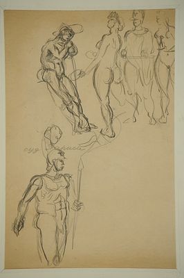 Арефьев, А.Д. ( 1933-1978).
Из античного цикла. 1960-е.
Бумага, карандаш, белила 28х42 см. Алекс 