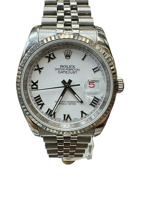 Rolex Datejust unisex watch, size 36 mm, model 116234, steel with white gold bezel, jubilee 
