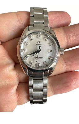 OMEGA SEAMASTER AQUA TERA women's watch automatic 30 mm, model 231.10.30.60.55.001 pearl and 