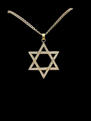 Garibaldi model 14K red gold gold necklace with large and impressive 14K yellow gold Star of 