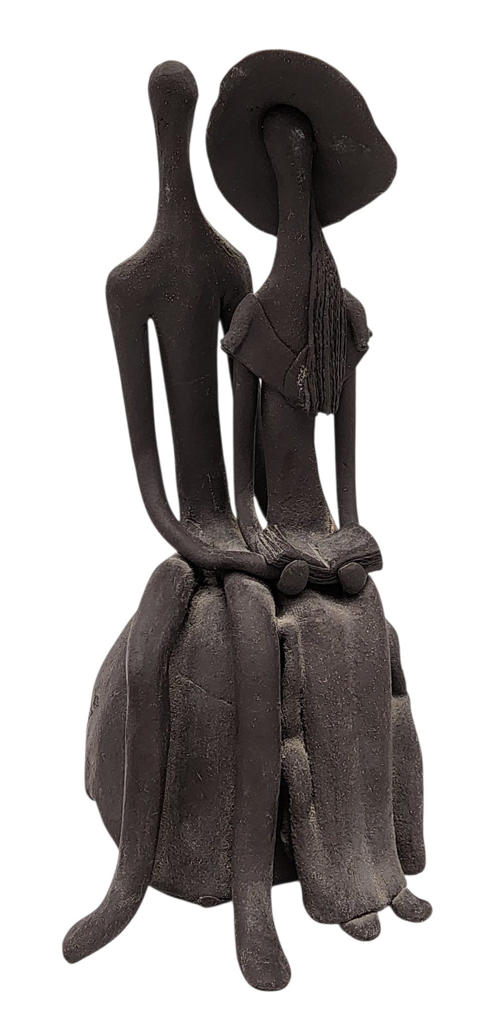 רות בלוך Ruth Bloch עבודת מקור פסל חרס זוג מאוהב יושבים וקוראים ספר עבודת יד ייחודית מצב מעולה 