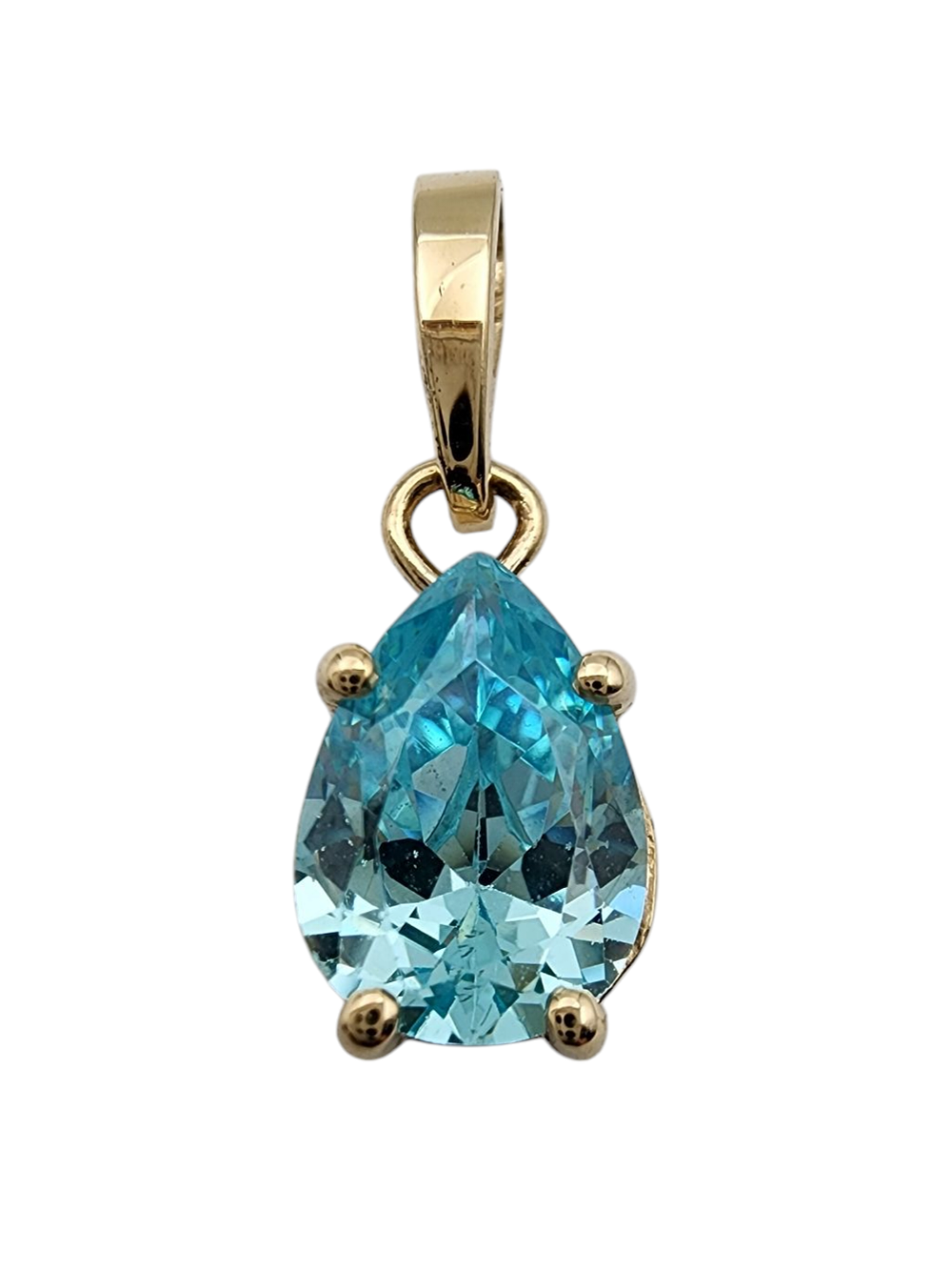 תליון זהב 14K משובץ באבן בלו טופז בגודל 2.01 קראט טבעי בצבע כחול בליטוש איכותי כולל תעודה גמולוגית