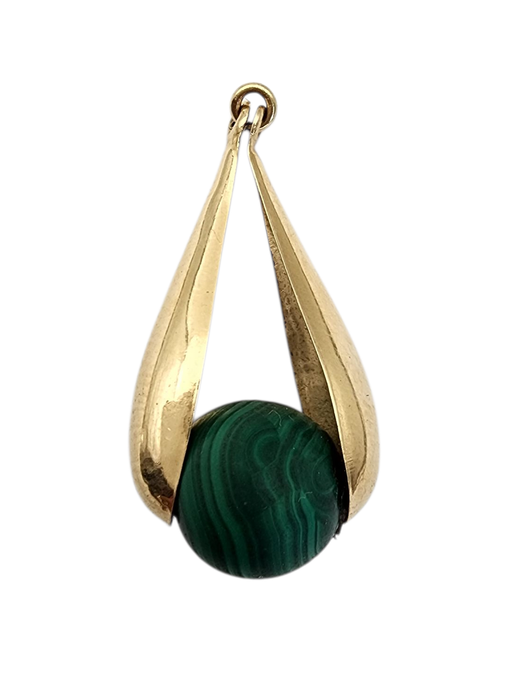 תליון זהב 14K משולב באבן מלכית עגולה משקל 3.6 גרם מידה 3/1.5 ס"מ