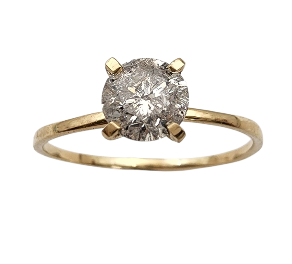 טבעת יהלום 0.81 קרט זהב 14K משובצת יהלום גדול 0.81ct קראט טבעי צבע G איכות I1 בליטוש איכותי 