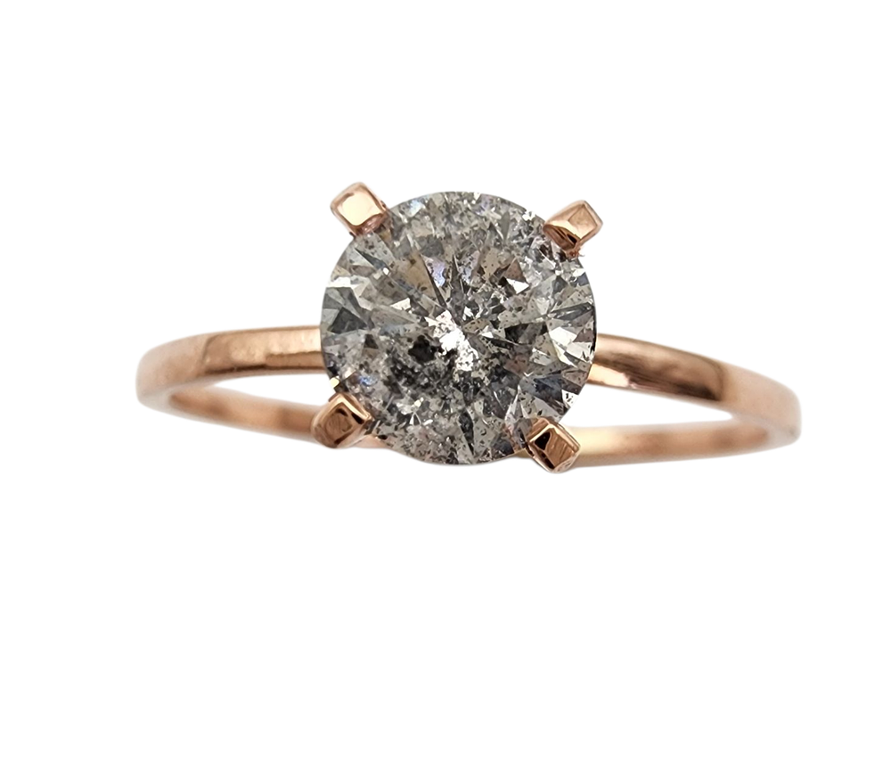 טבעת יהלום 0.75 קרט זהב 14K משובצת יהלום גדול 0.75ct קראט טבעי צבע G איכות I1 בליטוש איכותי 