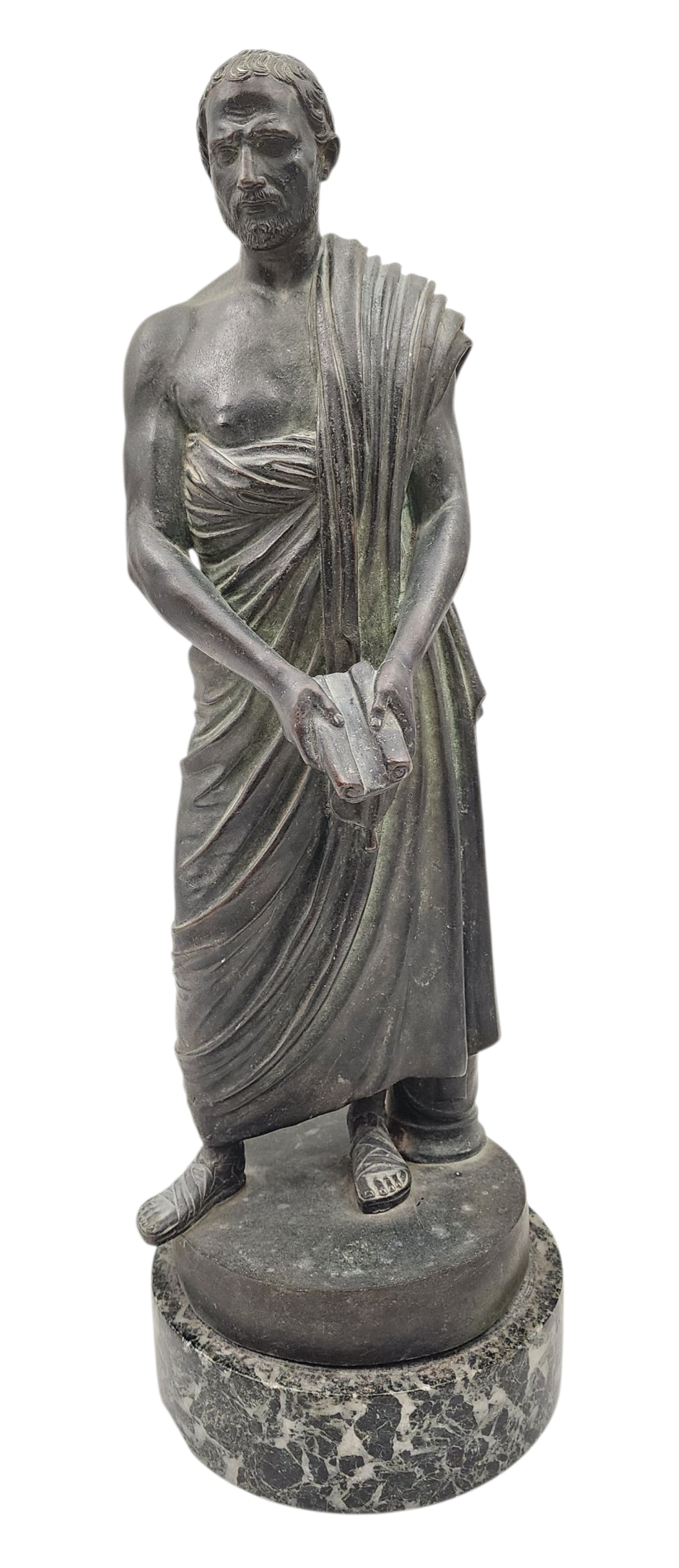 הנואם - פסל ברונזה עתיק מהמאה ה19 בדמותו של דמוסתנס מדינאי אתונאי מגדולי נואמי יוון הקדומה גובה 40 ס"מ