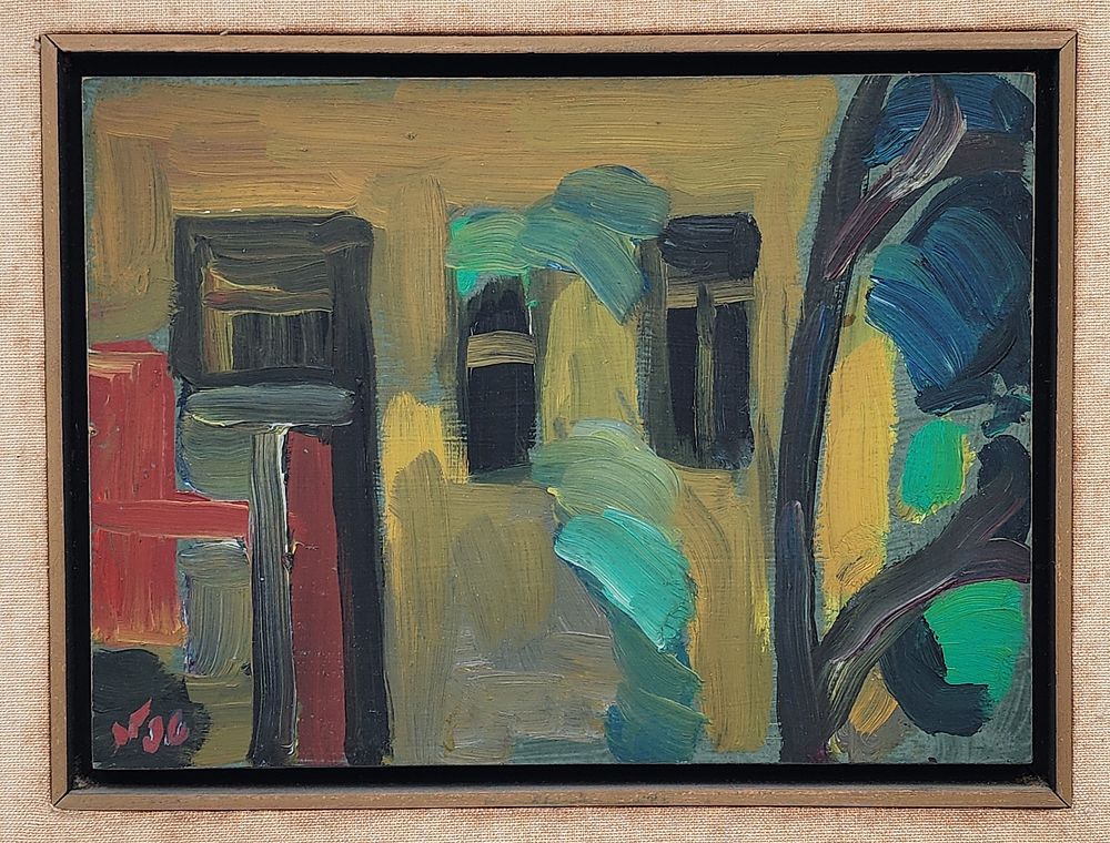 שמואל טפלר 1908-1998 ציור שמן על עץ חתום ממוסגר. מידת הציור 16x22 ס"מ.