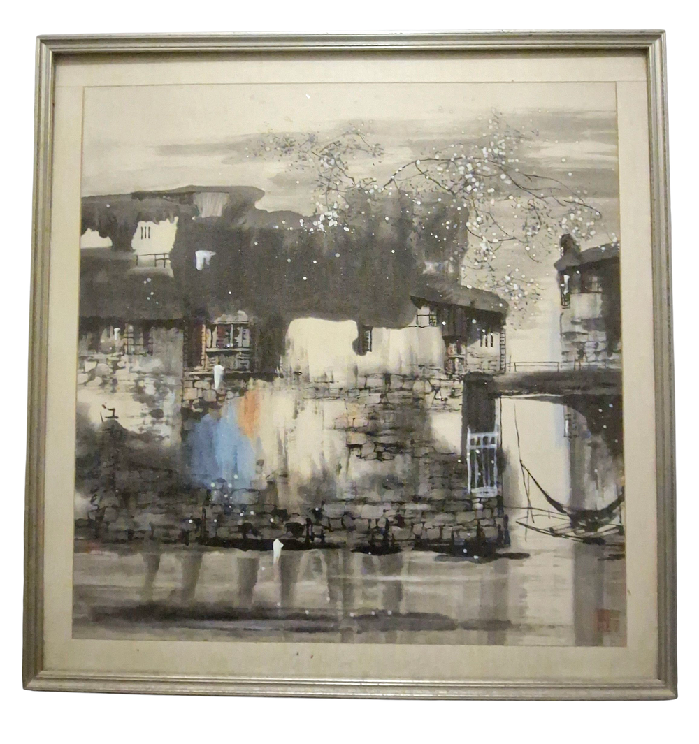 ליטוגפיה יפנית ישנה חתומה אומן וממוסגרת מידה 65/64 ס"מ איסוף עצמי