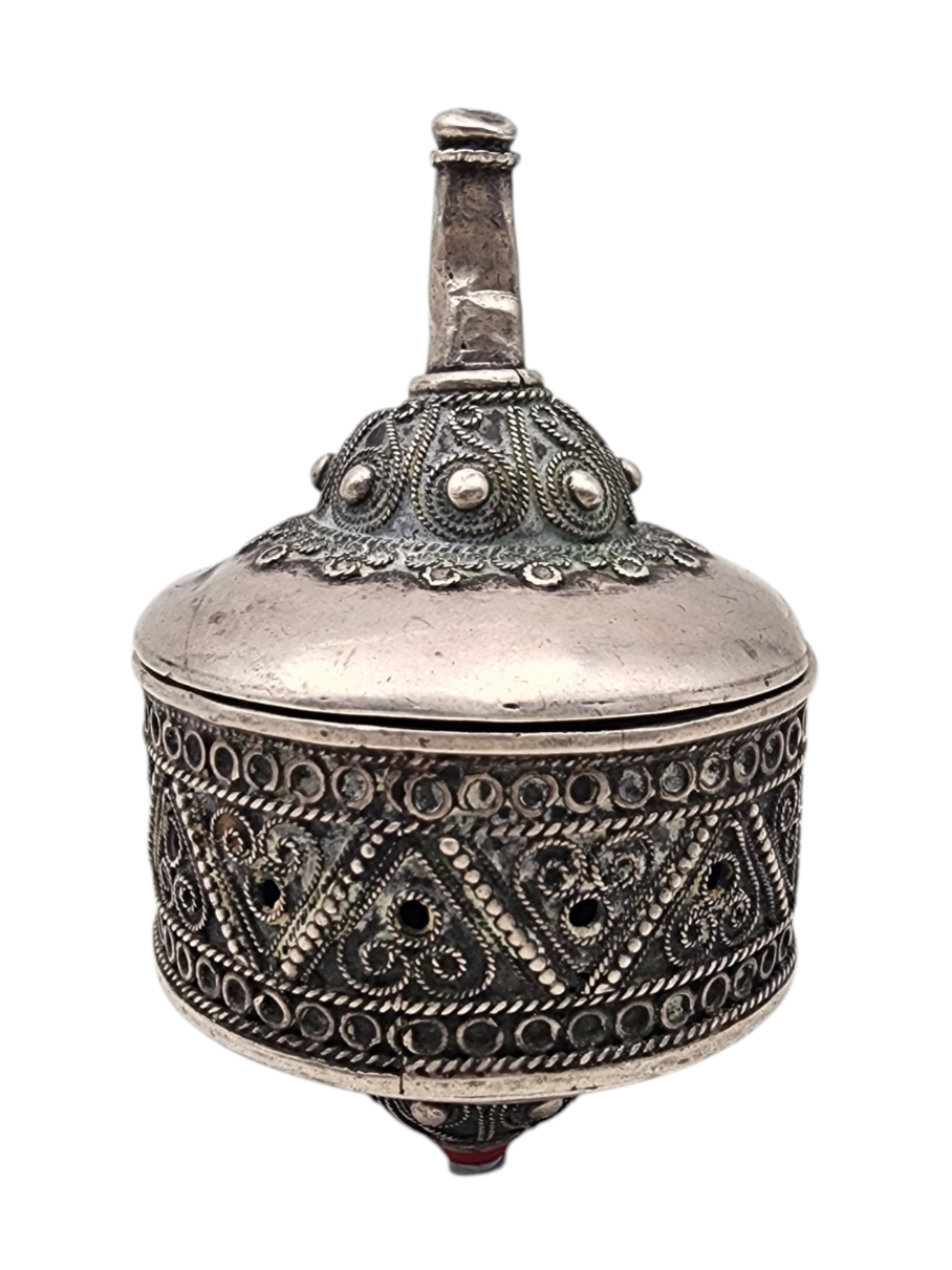 עבודת בצלאל מקורית - הדס לבשמים כסף פיליגרן עבודת יד בצלאל שנות ה20/30 חתום פלשתינה ירושלם משקל 