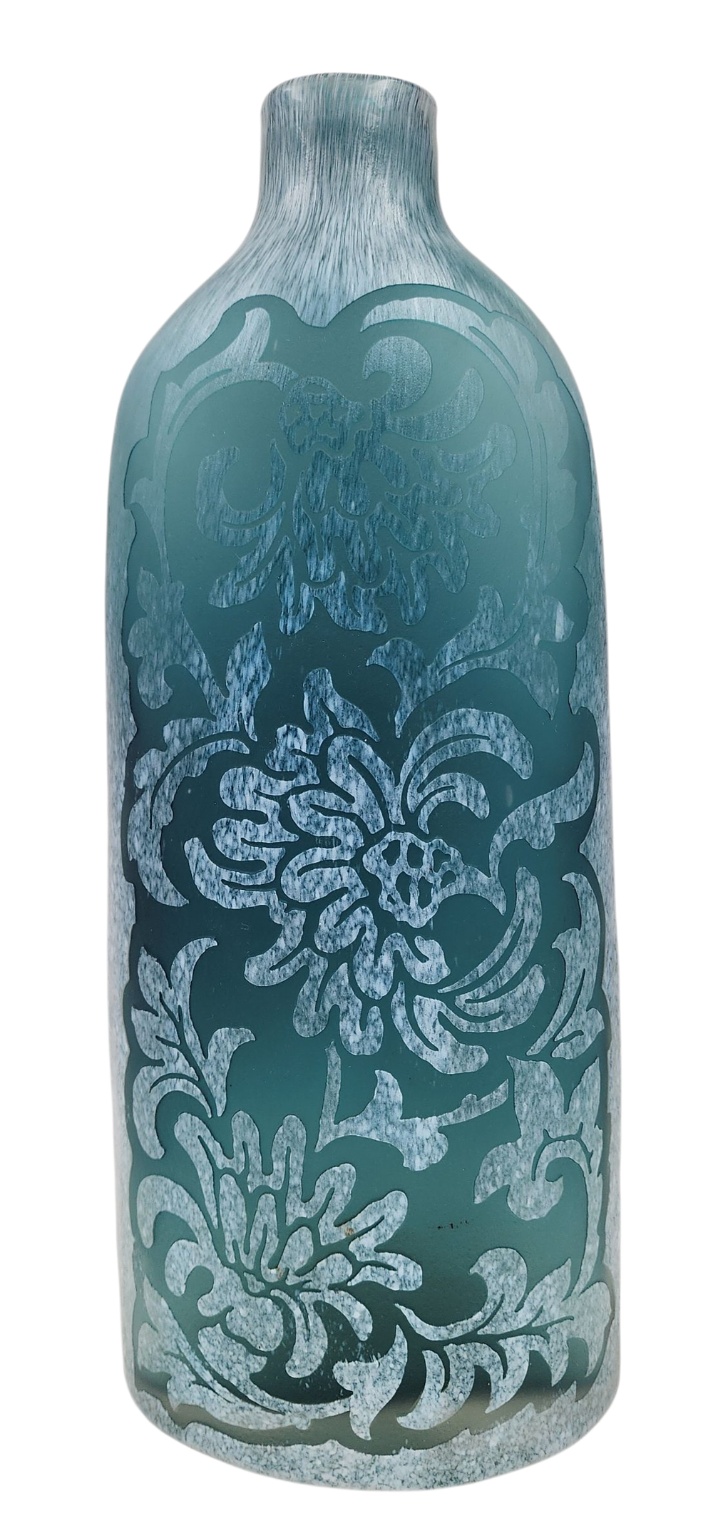 וואזה זכוכית גדולה ומסיבית בעיצוב בקבוק אגרטל פרחים מרהיב עשוי קריסטל ליטוש איכותי בגוונים תכלת 