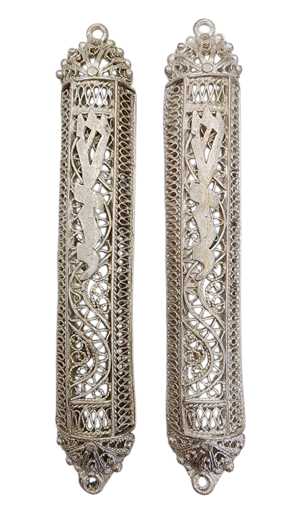 לקט 2 מזוזות כסף בסגנון פיליגרן משקל 18.4 גרם אורך 8 ס"מ