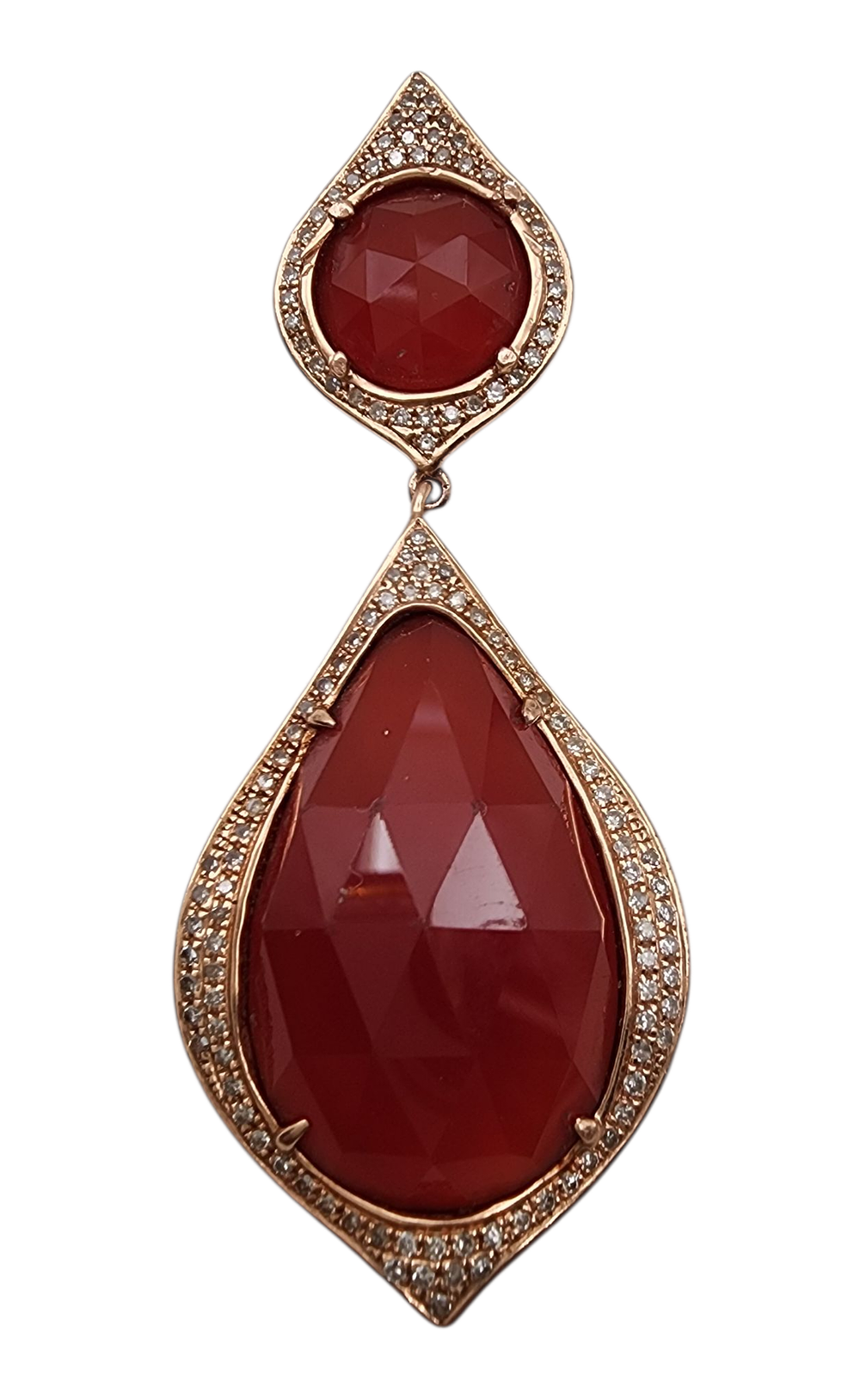 תליון זהב 14K משובץ ביהלומים ואבני קורליאן משקל 6.3 גרם מידה 5/2 ס"מ