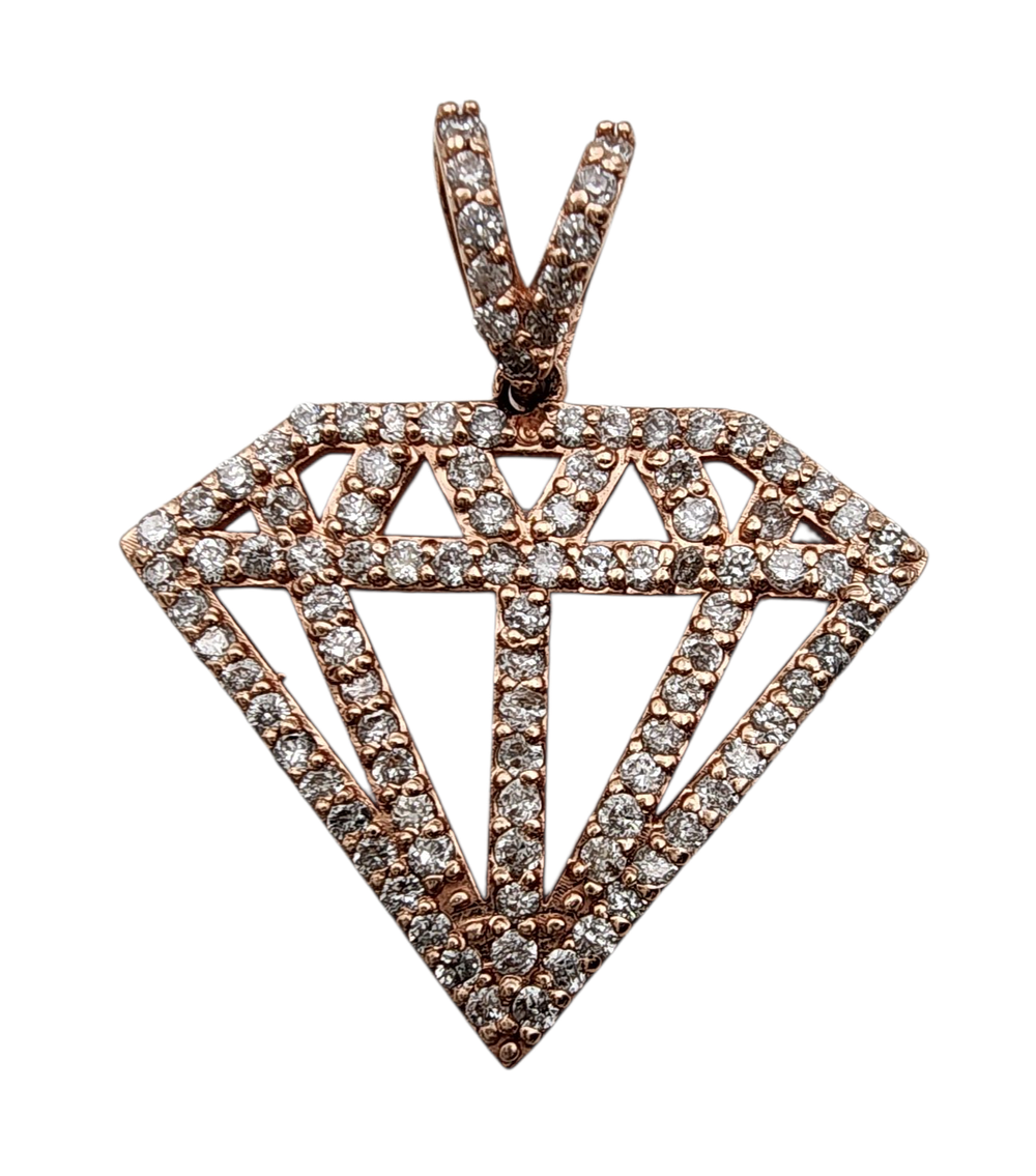 תליון זהב 14K בעיצוב יהלום משובץ ביהלומים משקל 1.8 גרם מידה 2 ס"מ