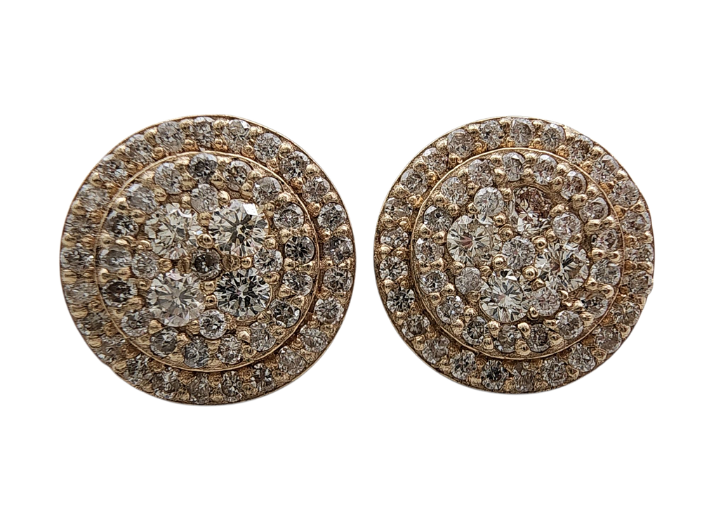 עגילי יהלומים מזהב 14K משובץ יהלומים טבעיים ללא סוגרים .משקל : 1.9 גרם מידה : 10 מ"מ