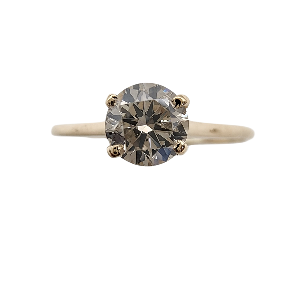 טבעת יהלום איכותי 0.64 קרט טבעת זהב 14K משובצת יהלום גדול 0.64ct קראט טבעי צבע H איכות VS1 