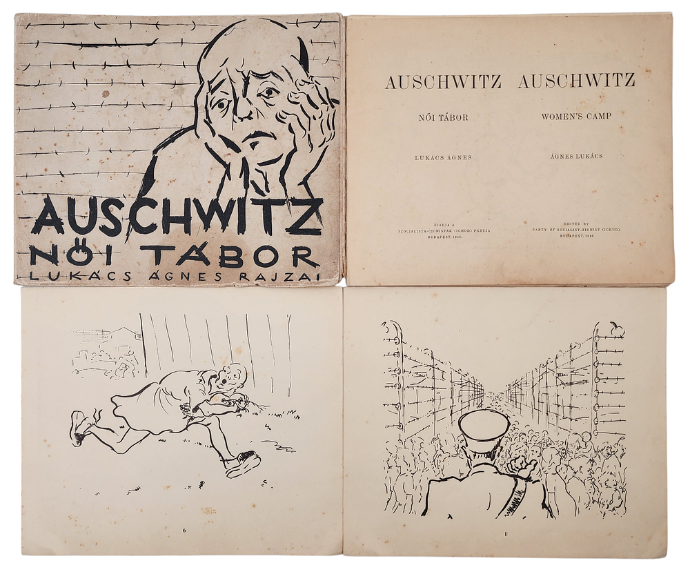 "אושוויץ מחנה נשים" פורטפוליו עם איורים - בודפשט, 1946 Auschwitz Noi Tabor / Auschwitz Women's Camp - 