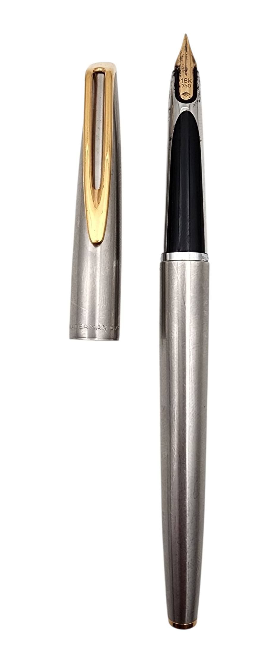 Waterman C/F - עט נובע ציפורן זהב 18K תוצרת ווטרמן Waterman צרפת מעוטר מתכת בגוון אורך 13.5 ס"מ