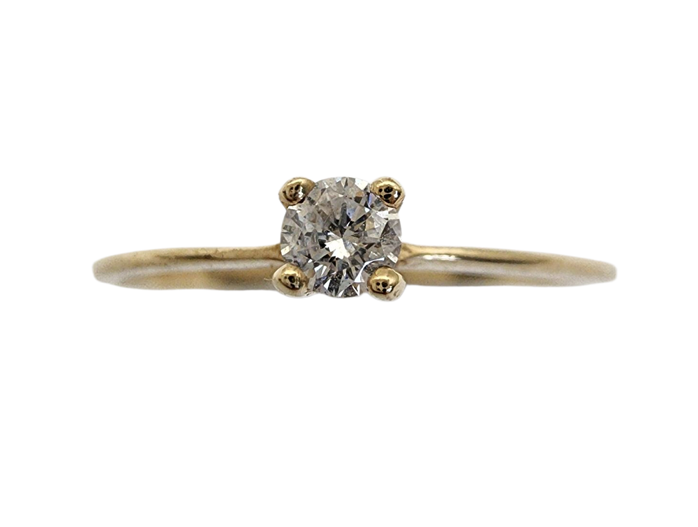 טבעת יהלום מזהב 14K משובצת יהלום גדול 0.10ct קראט טבעי צבע F איכות SI2 בליטוש איכותי כולל תעודה 