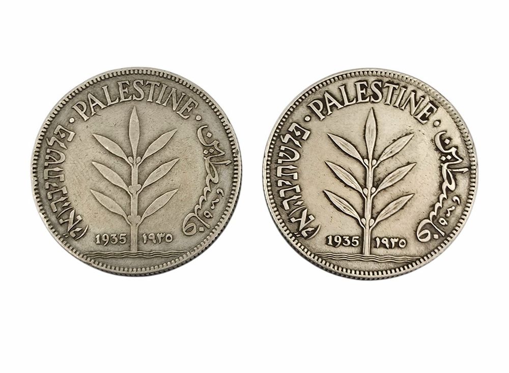 לקט 2 מטבעות 100 מיל כסף שנים 1935 פלשתינה (א"י) משקל 23 גרם