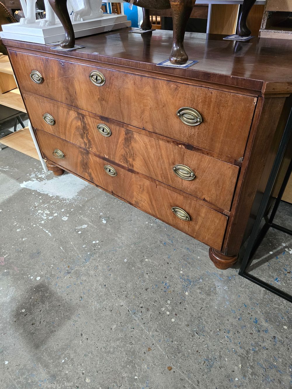 Lot 65: 1 X VICTORIAN THREE DRAWER MAHOGANY CHEST OF...