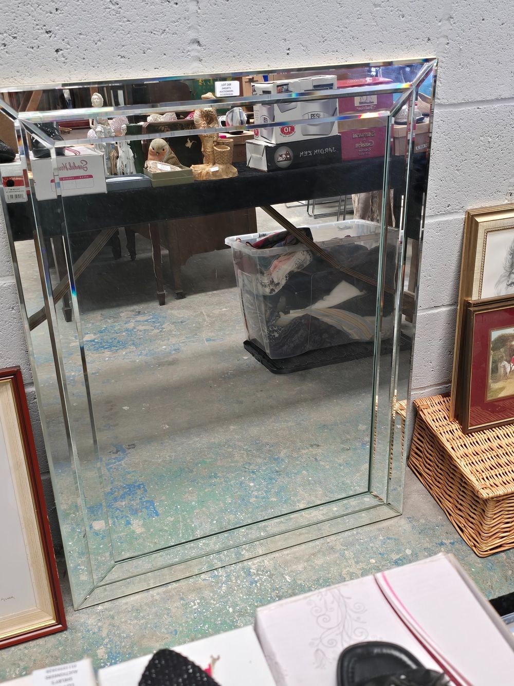 Lot 168: 1 X LARGE BEVELLED EDGE WALL MIRROR