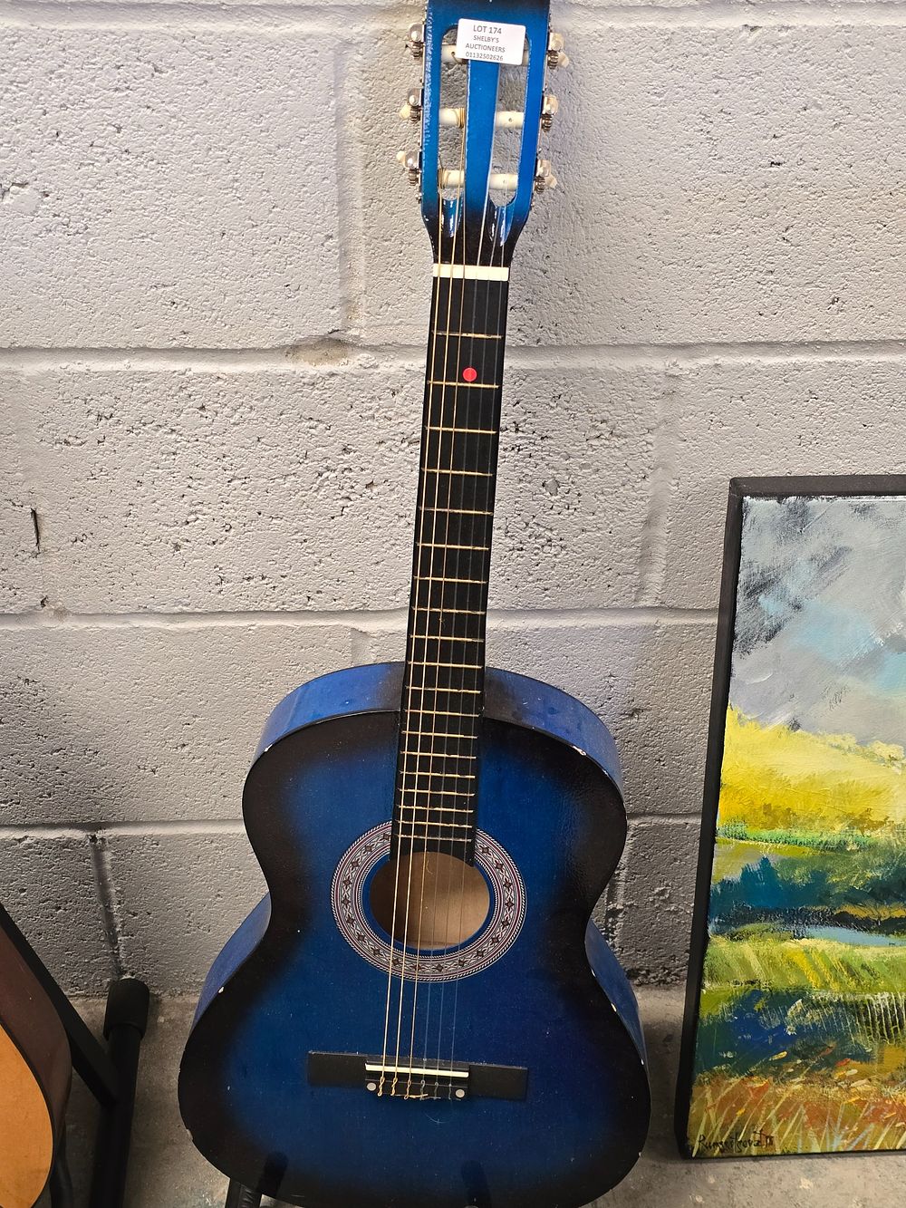 Lot 174: 1 X BLUE ACOUSTIC GUTAR NO MAKERS NAME