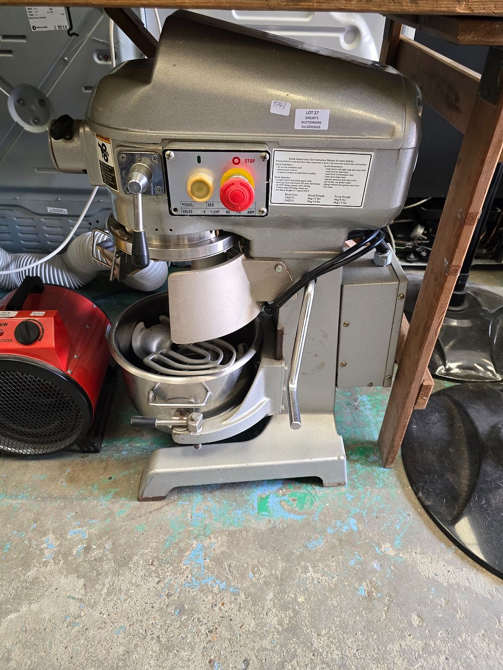 Lot 27: 1 X INDUSTRIAL CHEFQUIP CAKE MIXER COMPLETE WITH...