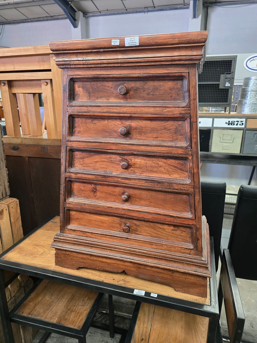 Lot 72: 1 X SMALL 5 DRAWER FRENCH PINE SEMAINIER...