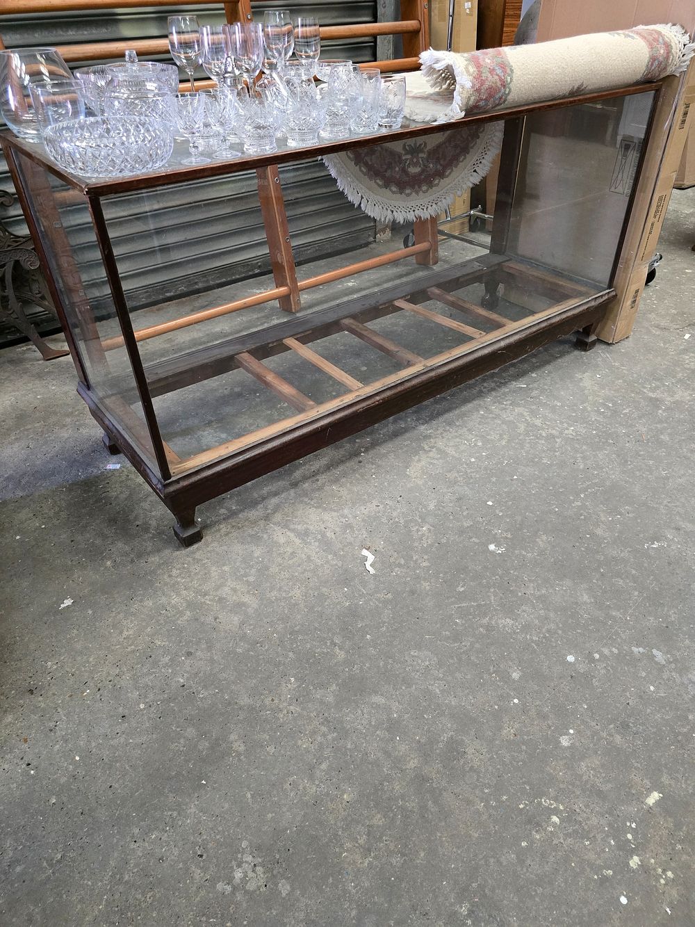 Lot 89: 1 X LARGE HABERDASHERY GLASS DISPLAY CABINET 70...