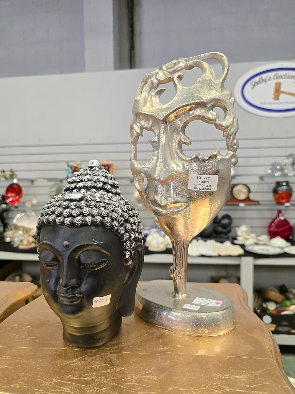 Lot 227: 1 X BUDDAH HEAD WITH METAL OPERA STYLE...