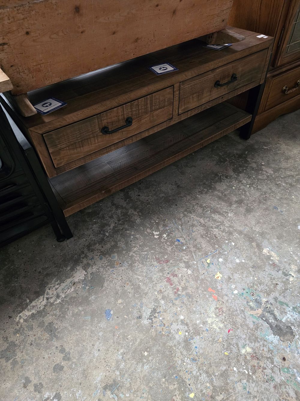 Lot 251: 1 X 2 DRAWER WOODEN SIDE BOARD UNIT