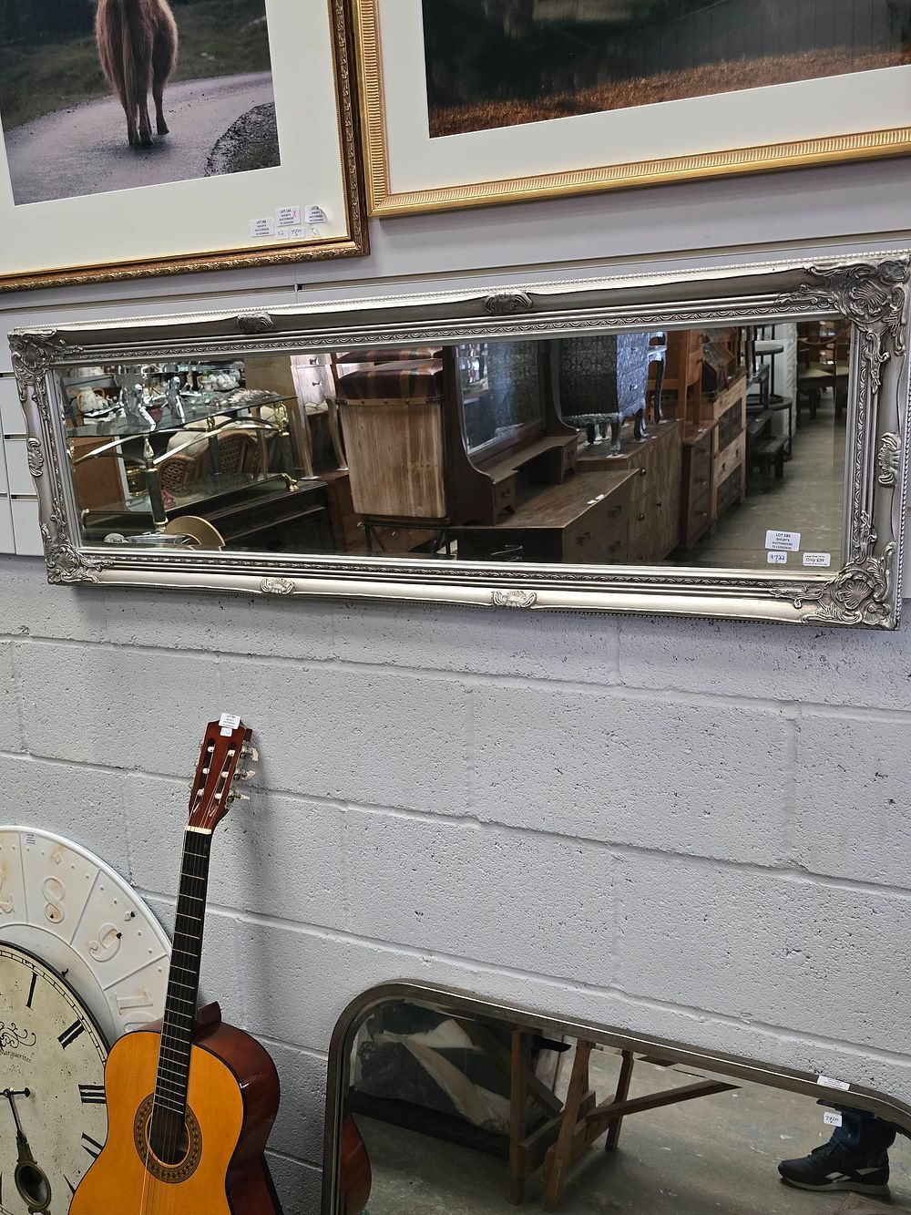 Lot 286: 1 X LARGE SILVER COLOUR LONG WALL MIRROR...