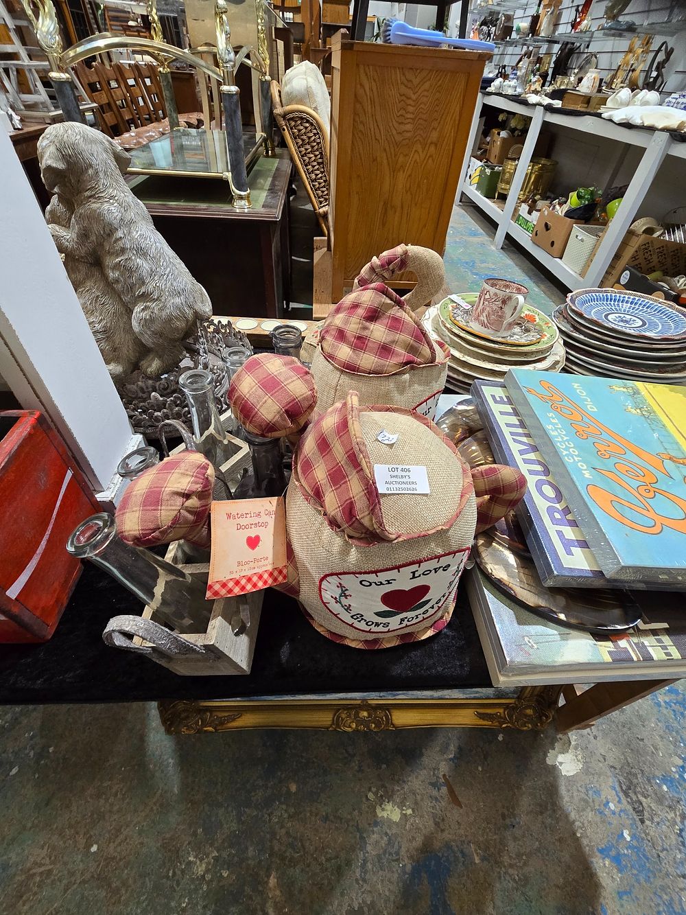 Lot 406: SELECTION OF DOOR STOPPERS WITH BOTTLE BASKET HOLDERS...