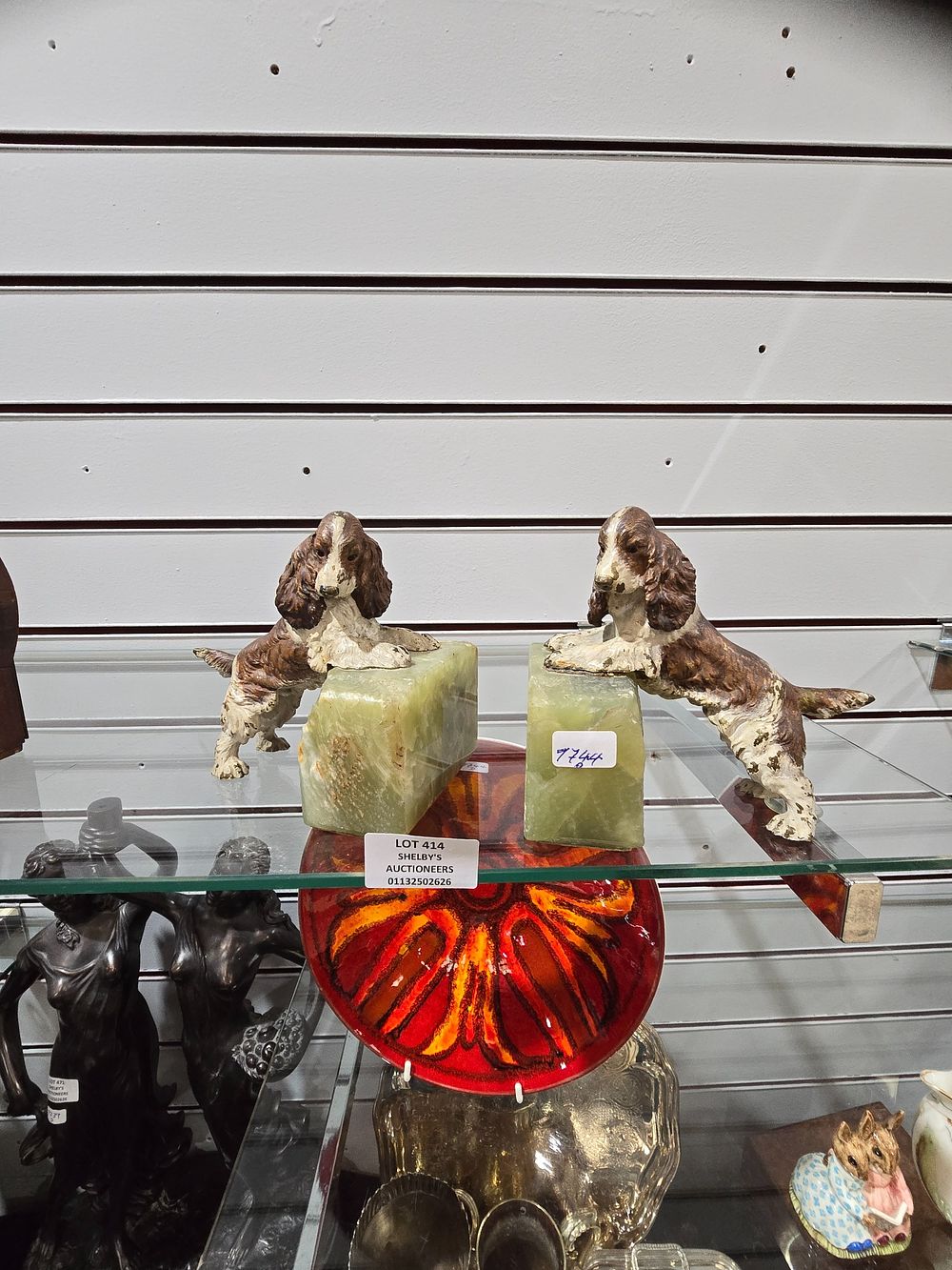 Lot 414: 2 X COLD PAINTED MARBLE AND BROZE SPANIEL...