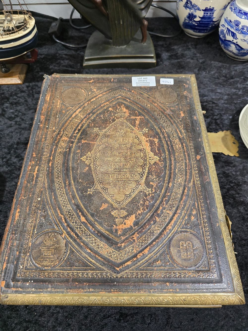 Lot 462: 1 X CIRCA 1870S LEATHER AND BRASS BOUND...