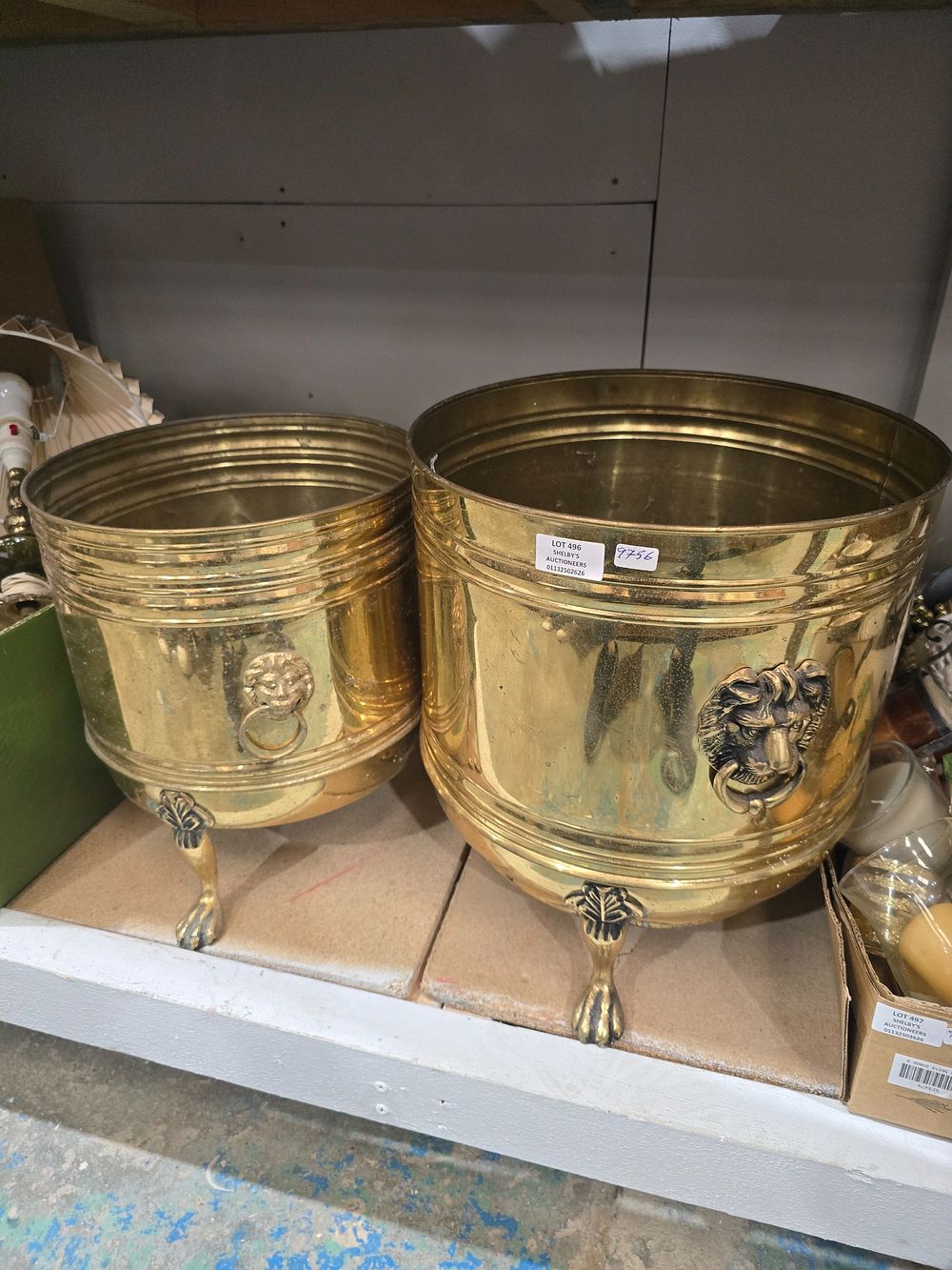 Lot 496: 2 X BRASS COAL BUCKETS