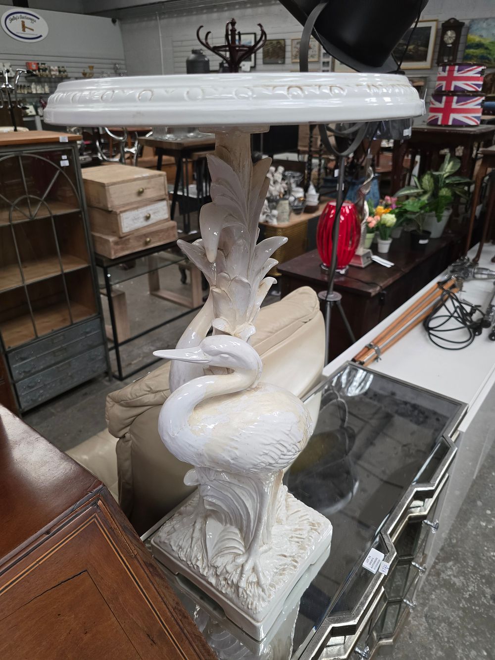 Lot 75: 1 X STORK /CRANE POTTERY JARINERE STAND