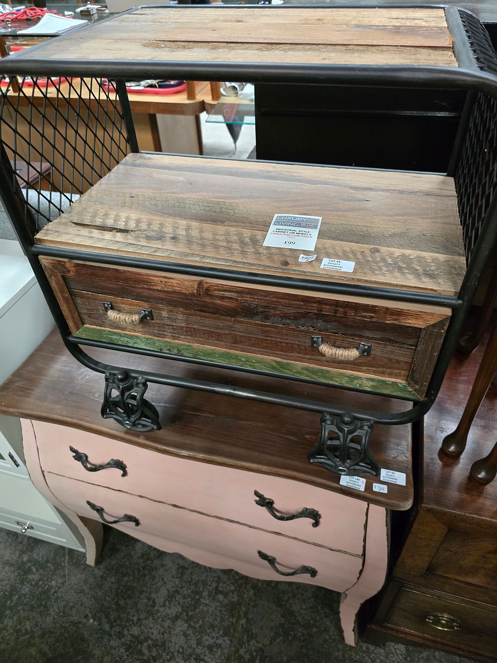 Lot 93: 1 X NEW INDUSTRIAL STYLE CABINET ON WHEELS...