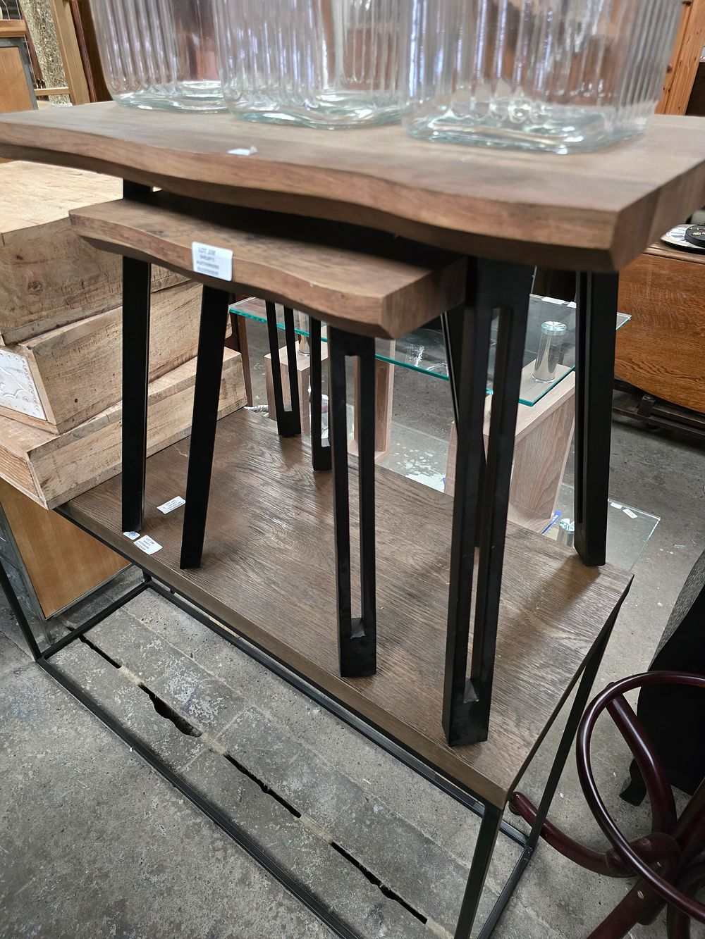 Lot 108: 1 X PAIR OF HEAVY INDUSTRIAL STYLE NEST...