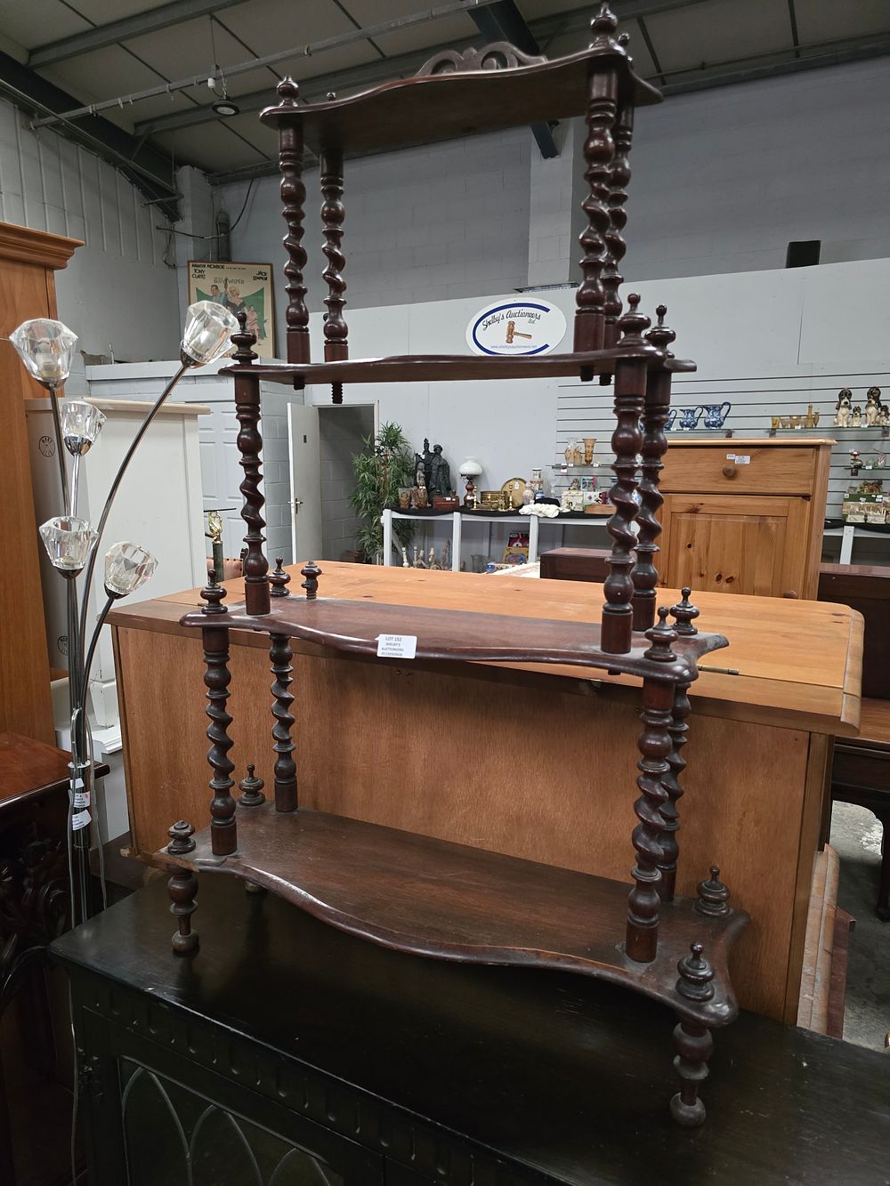 Lot 152: 1 X MAHOGANY WOT NOT STAND NEEDS SOME...