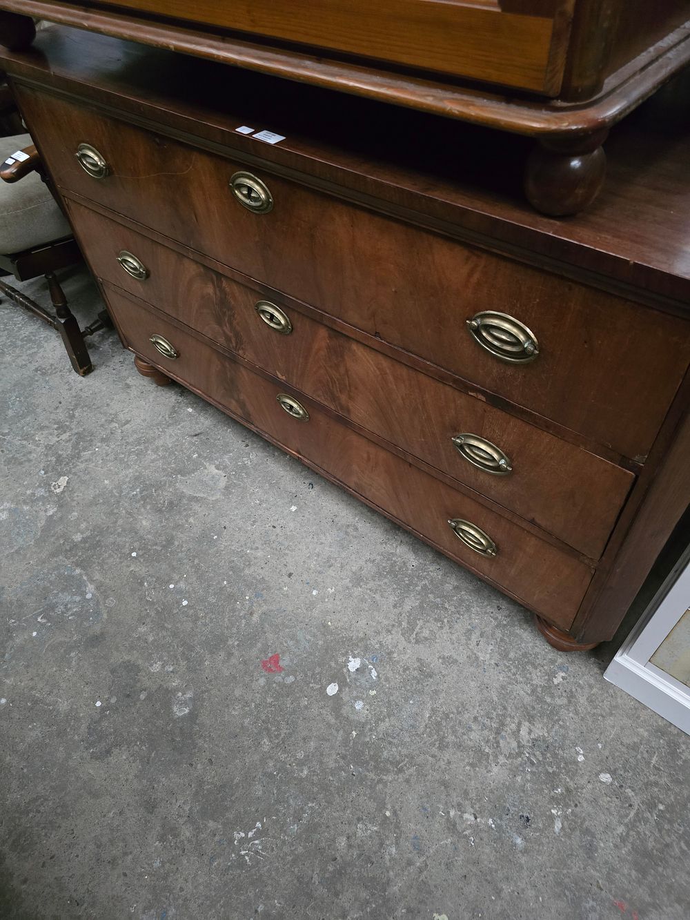 Lot 164: 1 X VICTORIAN THREE DRAWER MAHOGANY CHEST OF...