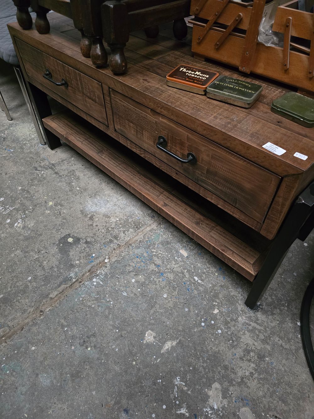 Lot 169: 1 X 2 DRAWER WOODEN SIDE BOARD UNIT