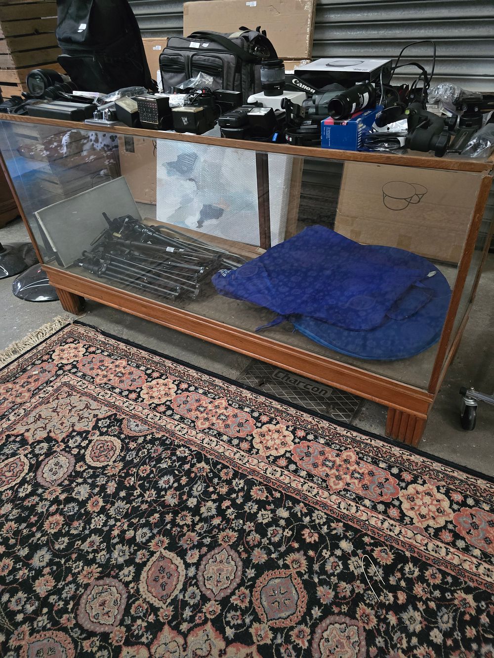 Lot 194: 1 X LARGE HABBERDASHERY WOODEN AND GLASS DISPLAY...